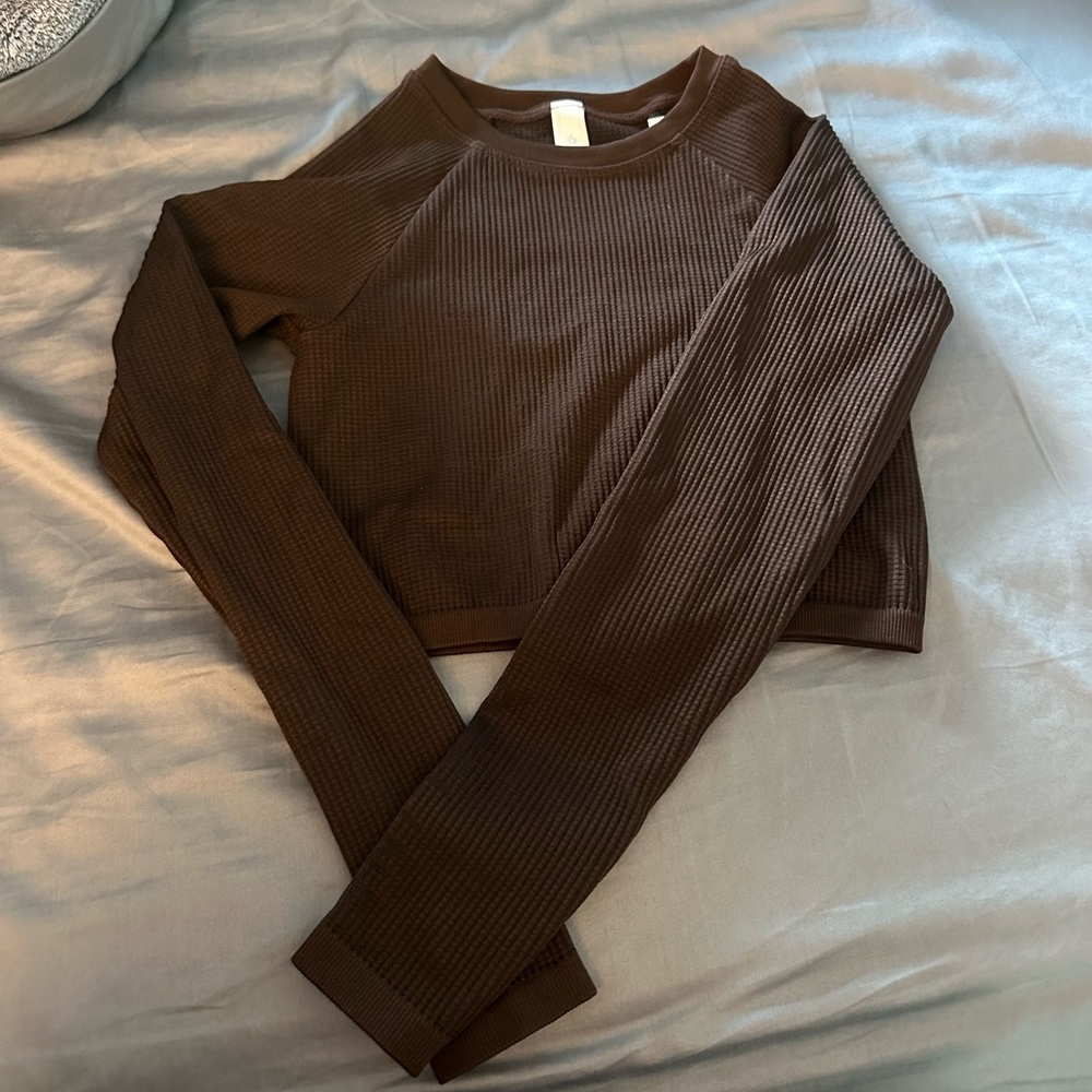 Offline by Aerie Brown Athletic Long Sleeve Ribbed Top